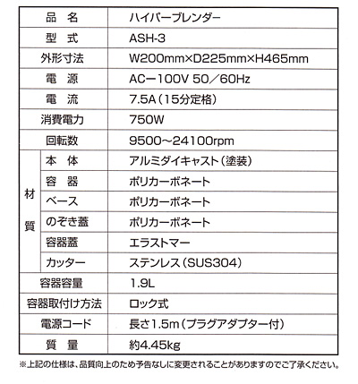 旭株式会社・ハイパーブレンダー